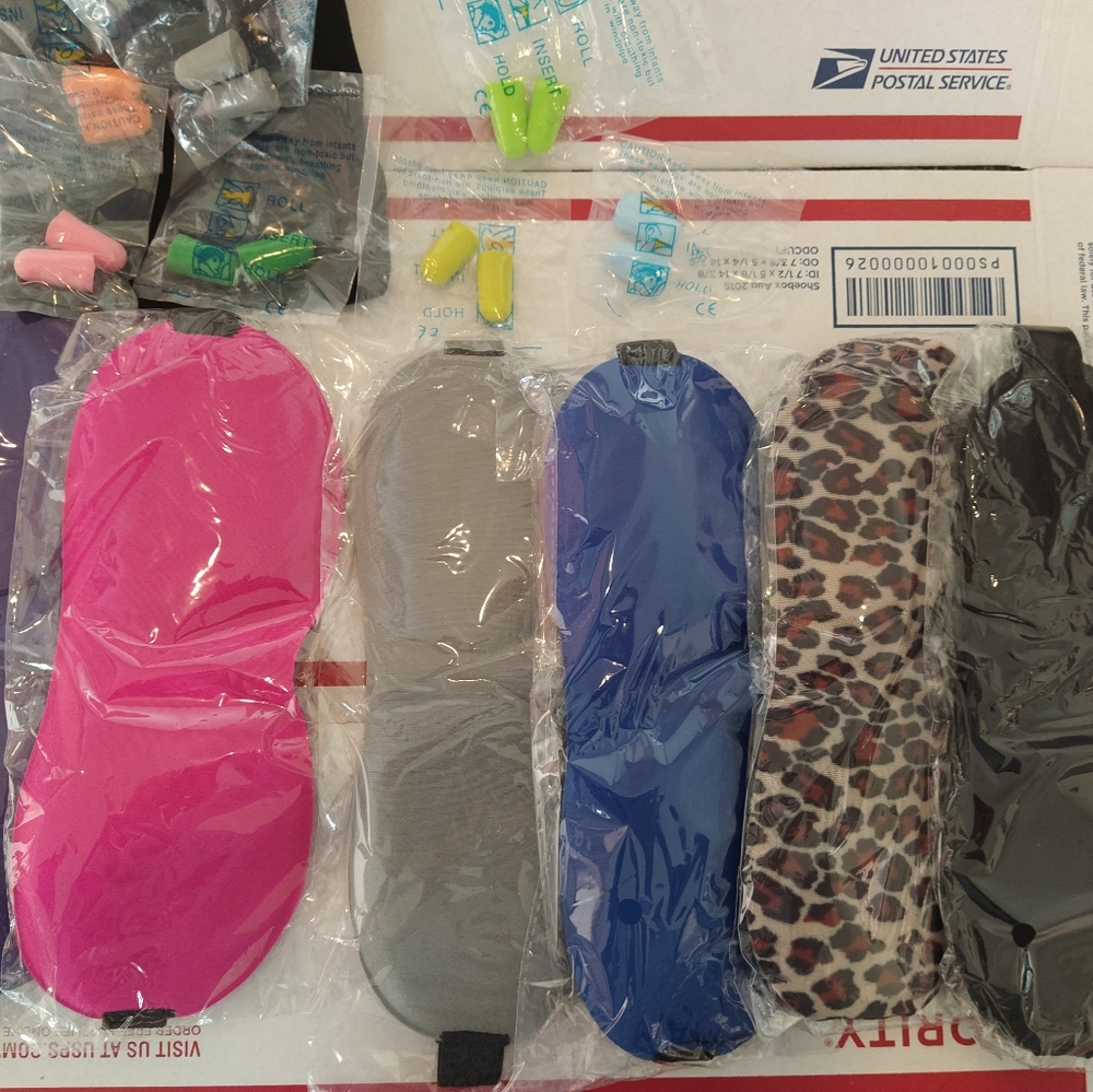 Sleep Eye Mask Contoured Cup Pouch Ear Plugs